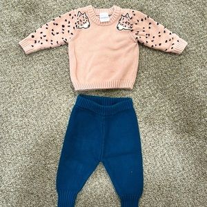 Hanna Andersson cheetah sweaterknit set 3-6mos